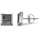 Pendiente de botón cuadrado de plata de ley .925 con micropavé de circonitas de 8 mm ¡Colores disponibles!
