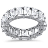Emerald Cut Cubic Zirconia .925 Sterling Silver Eternity Band Ring Sizes 5-8