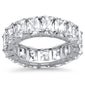 Radiant Cut Cubic Zirconia .925 Sterling Silver Eternity Band Ring Sizes 5-8