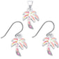 Lab Created Pink Opal Palm Tree .925 Sterling Silver Earrings & Pendant Set