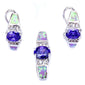 Pink Opal. Amethyst, & Cz .925 Sterling Silver Pendant & Earrings Set