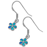 Blue Opal Plumeria .925 Sterling Silver Earrings