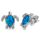 Blue Opal Turtle .925 Sterling Silver Earrings