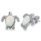 White Opal Turtle .925 Sterling Silver Earrings