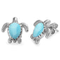 Natural Larimar Turtle .925 Sterling Silver Earrings