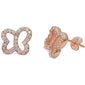 Rose Gold Plated Cz Butterfly .925 Sterling Silver Earrings