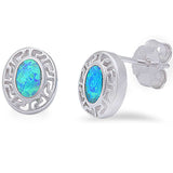 Blue Opal Stud .925 Sterling Silver Earrings
