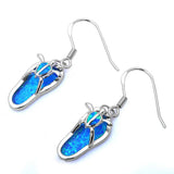 Blue Opal Turtle Beach Sandals .925 Sterling Silver Earrings