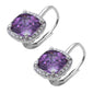 Cushion Cut Amethyst and Cubic Zirconia .925 Sterling Silver Earring
