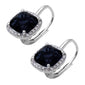 Cushion Cut Black Onyx and Cubic Zirconia .925 Sterling Silver Earring