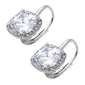 Cushion Cut Clear and Cubic Zirconia .925 Sterling Silver Earring