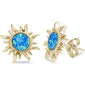 Yellow Gold Plated Blue Opal Sun .925 Sterling Silver Earrings
