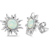 White Opal Sun .925 Sterling Silver Earrings