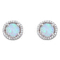 Halo White Opal & Cubic Zirconia .925 Sterling Silver Earrings