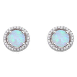 Halo White Opal & Cubic Zirconia .925 Sterling Silver Earrings