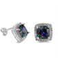 Cushion Cut Rainbow Topaz & Cubic Zirconia .925 Sterling Silver Earrings