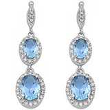 Dangle Aquamarine & Cz .925 Sterling Silver Earring