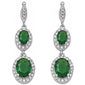 Dangle Emerald & Cz .925 Sterling Silver Earring