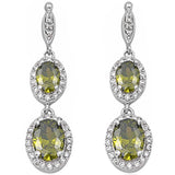 Peridot & Cz .925 Sterling Silver Dangle Earrings