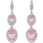 Dangle Pink Topaz & Cz .925 Sterling Silver Earring