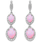 Dangle Lab Created Pink Opal  .925 Sterling Silver Earrings