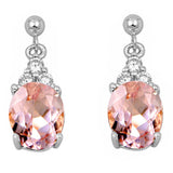 Dangling Oval Morganite & Cz .925 Sterling Silver Earring