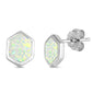 White Opal Hexagon .925 Sterling Silver Earrings