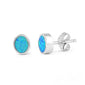 7mm Bezel Blue Opal Stud Earrings .925 Sterling Silver