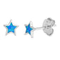 Cute Blue Opal Star Stud .925 Sterling Silver Earrings