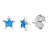 Cute Blue Opal Star Stud .925 Sterling Silver Earrings