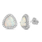 White Opal & Cz Trillion Cut  .925 Sterling Silver Earrings