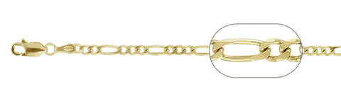 080-3MM Yellow Gold Plated Figaro Chain .925  Solid Sterling Silver Available in 7"-30"  inches
