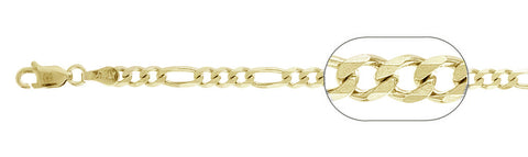 100-4MM Yellow Gold Plated Figaro Chain .925  Solid Sterling Silver Available in 7"-30" inches