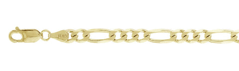 150-6.2MM Yellow Gold Plated Figaro Chain .925  Solid Sterling Silver Available in 7"-30" inches