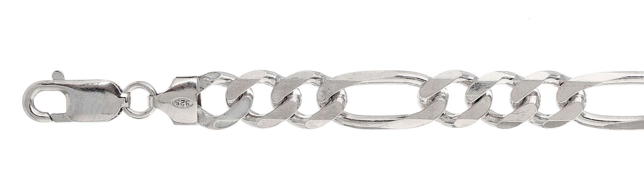 220 9MM Figaro Chain .925  Solid Sterling Silver Size 34"