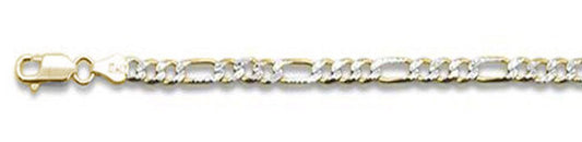 120-5MM Yellow Gold Plated Pave Figaro Chain .925  Solid Sterling Silver Available in 7"- 26" inches NEW