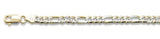120-5MM Yellow Gold Plated Pave Figaro Chain .925  Solid Sterling Silver Available in 7"- 26" inches NEW