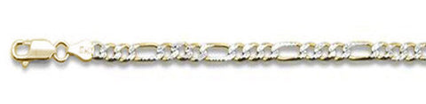 120-5MM Yellow Gold Plated Pave Figaro Chain .925  Solid Sterling Silver Available in 7"- 26" inches