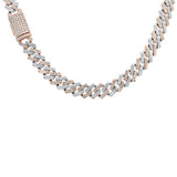 5MM 4.55ct G SI 14KT Two Tone White & Rose Gold Diamond Square Cuban Necklace 18"