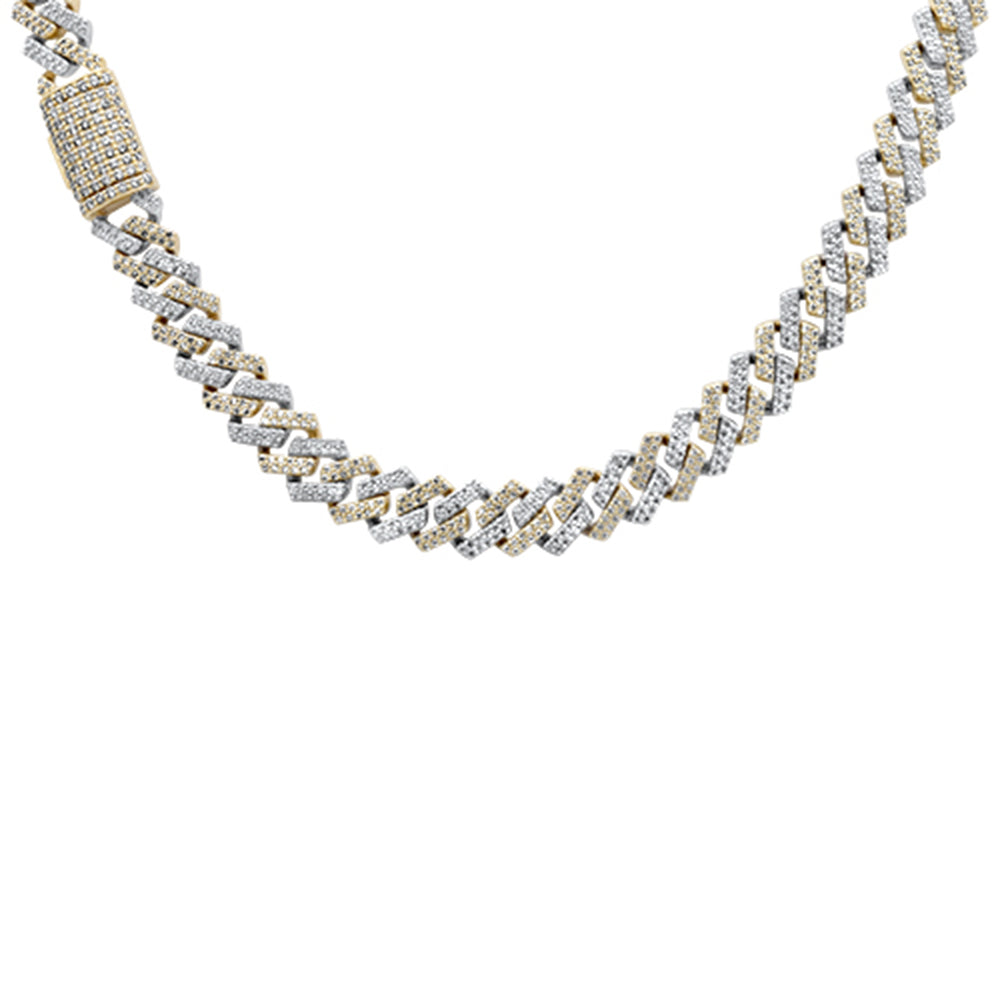 <span>DIAMOND CLOSEOUT! </span> 9MM 10CT G SI 14KT Two Tone Diamond Micro Pave Yellow & White Gold Cuban Necklace 22"
