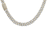 <span>DIAMOND CLOSEOUT! </span> 9MM 10CT G SI 14KT Two Tone Diamond Micro Pave Yellow & White Gold Cuban Necklace 22"