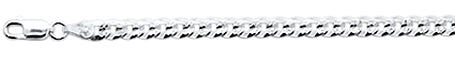 100-4MM Flat Pave Curb Chain .925 Solid Sterling Silver Available in 8"- 30" inches NEW