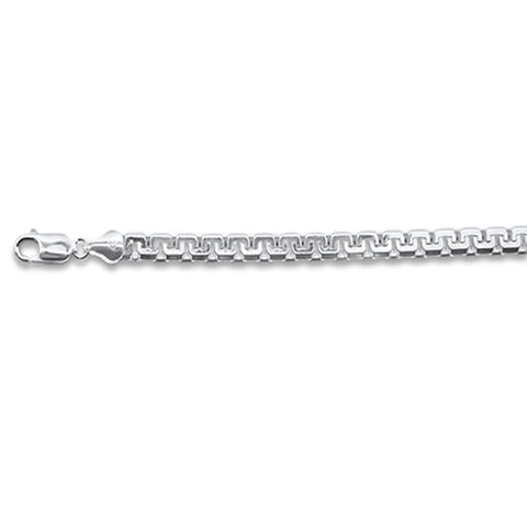 300 5MM Greek Box Chain .925  Solid Sterling Silver Sizes 8-28"