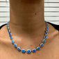 Blue Opal & Cubic Zirconia .925 Sterling Silver Necklace 16" Long