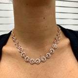 Rose Gold Plated Morganite Round & Cubic Zirconia .925 Sterling Silver Necklace