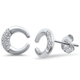 .08ct 14k White Gold Crescent Moon Celestial Diamond Earrings
