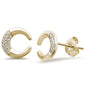 .07ct 14k Yellow Gold Crescent Moon Celestial Heart Diamond Earrings