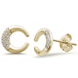 <span>DIAMOND CLOSEOUT! </span>.07ct 14k Yellow Gold Crescent Moon Celestial Heart Diamond Earrings