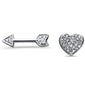 .07ct 14k White Gold Heart & Arrow Stud Diamond Earrings