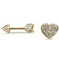 .07ct 14k Yellow Gold Heart & Arrow Stud Diamond Earrings